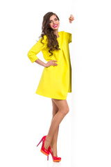 Dressy Yellow Polyester Dress
